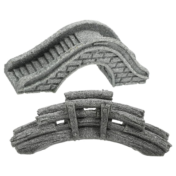 BESTYASH 2Pcs Garden Bridge Ornament Miniature Grey Sandstone Models