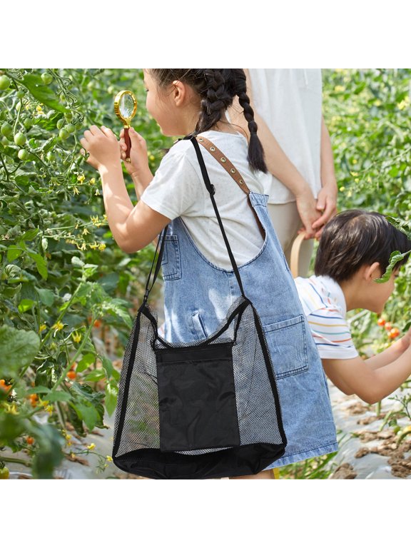 2pcs Mushroom Foraging Pouch Lightweight Mesh Oxford Cloth Black