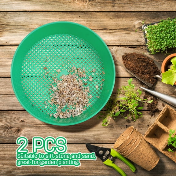 BESTYASH 2-Pack Gardening Plastic Soil Sifter and Stone Riddle Tool in Light Green for Planting and Garden Use