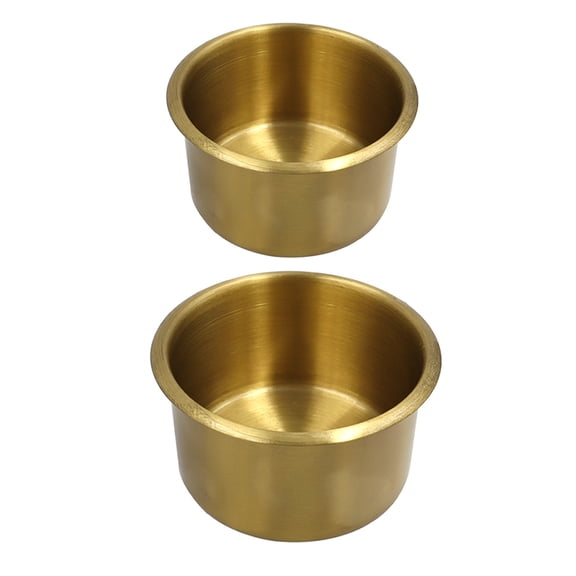 BESTYASH 2Pcs Golden Brass Cup Holder Replacement Insert Drop in Design for Car Couch Recliner Table
