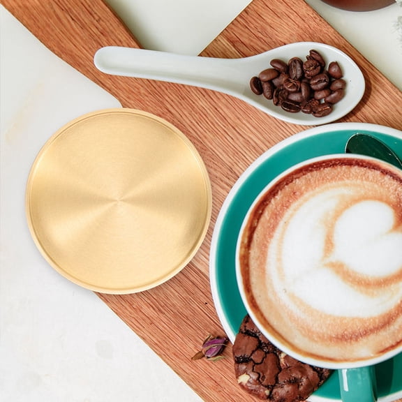 BESTYASH 2Pcs Golden Coasters Unique Coasters For Drinks Heat Insulation Dining Table Mat