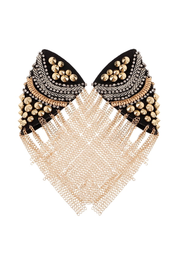 2-Pack Tassel Epaulet Shoulder Decorations with Rivet Chains for Stylish Fashion Accessories