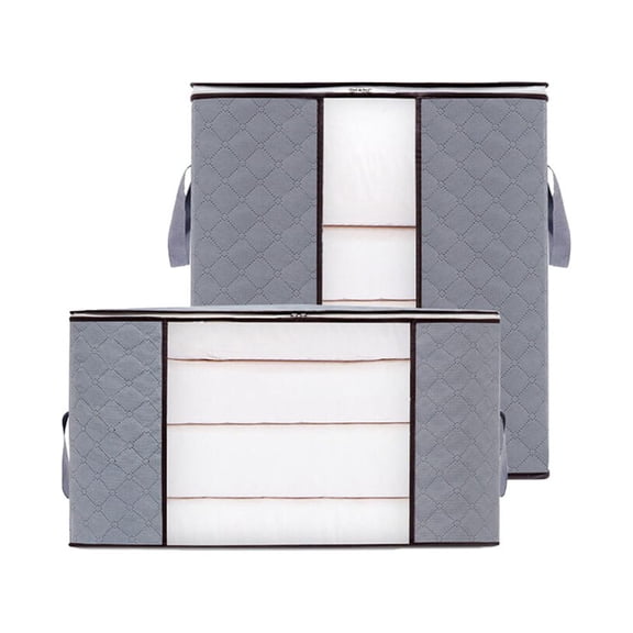 BESTYASH 2Pcs Grey Closet Organizer for Storage Bags Made of Nonwoven Material