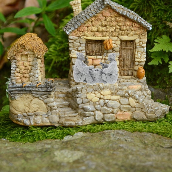 BESTYASH 2Pcs Grey Sandstone Decorative Statue for Bonsai Decoration and Home Ornament