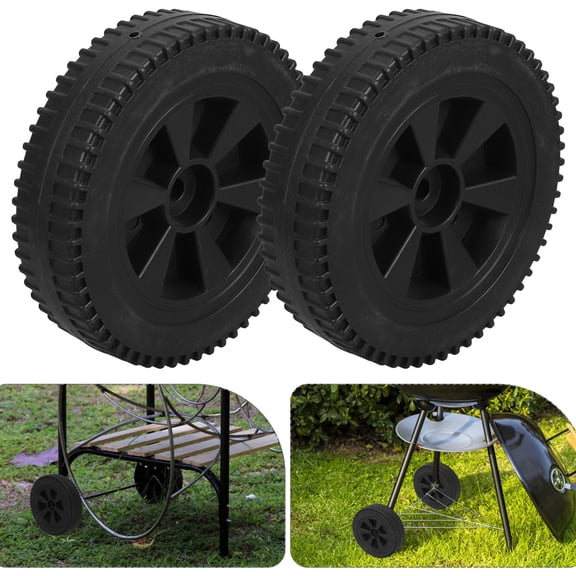 BESTYASH 2Pcs Black Grill Wheels Replacement for Bbq Cart Robust Easy Installation