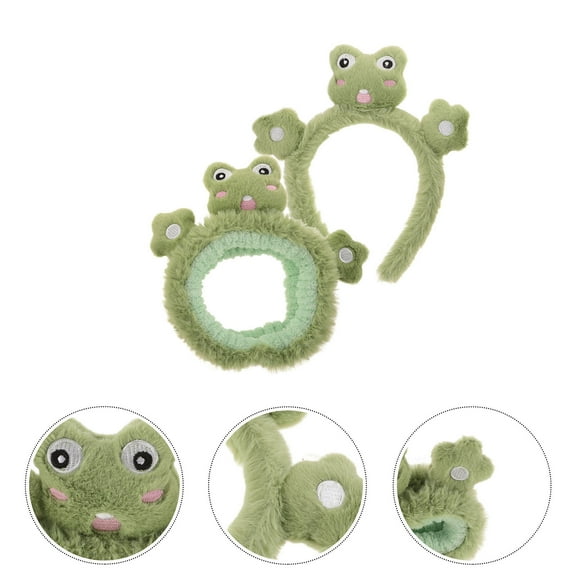 BESTYASH Cute Frog Headband, Light Green, Soft Plush, Perfect for Makeup and Spa, 2Pcs