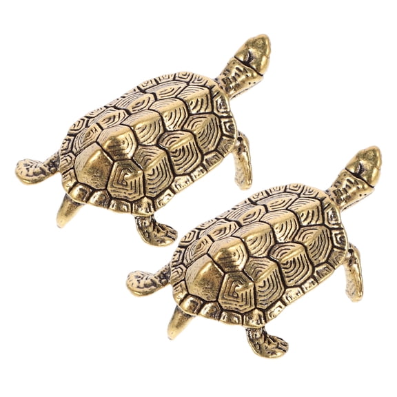 BESTYASH Set of 2 Handmade Brass Turtle Statues for Longevity Home Decor, Tortoise Figurines for Indoor Display