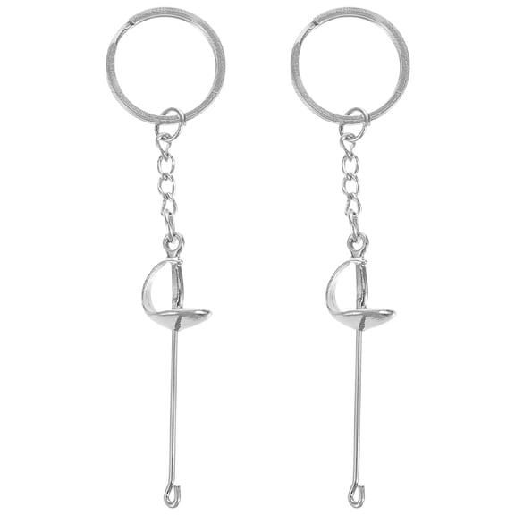 BESTYASH 2Pcs Mini Sword Keychain Creative Design Aluminum Silver Daily Use Keychain