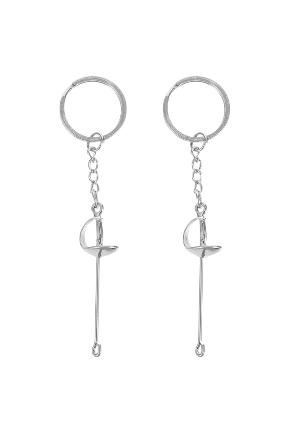 2Pcs Mini Sword Keychain Creative Design Aluminum Silver Daily Use Keychain