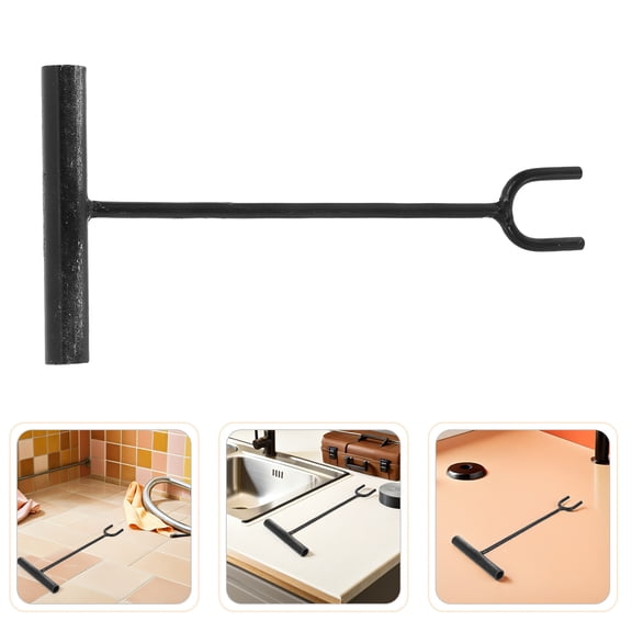 BESTYASH 2Pcs Heavy Duty Black Manhole Lid Pull Hook with Precision Tip for Secure Cover Removal