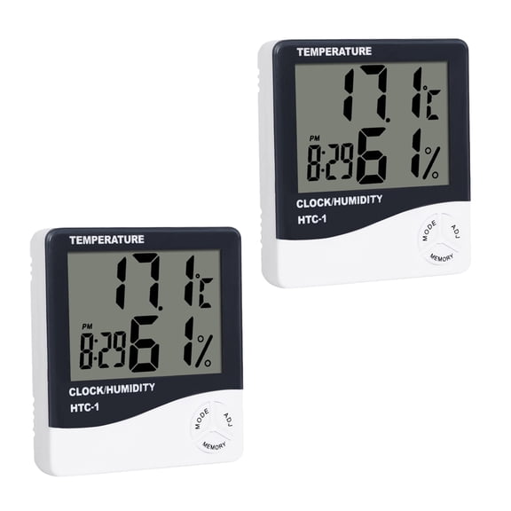 BESTYASH Thermometer and Hygrometer ABS 2Pcs Office 4.1X3.7In Low Power Consumption
