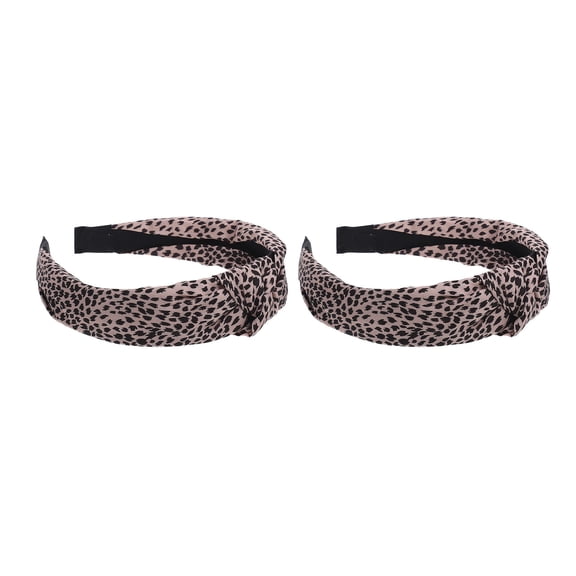 BESTYASH 2Pcs Knotted Leopard Print Headband Wide Elastic Hair Band with Comfortable Soft Material