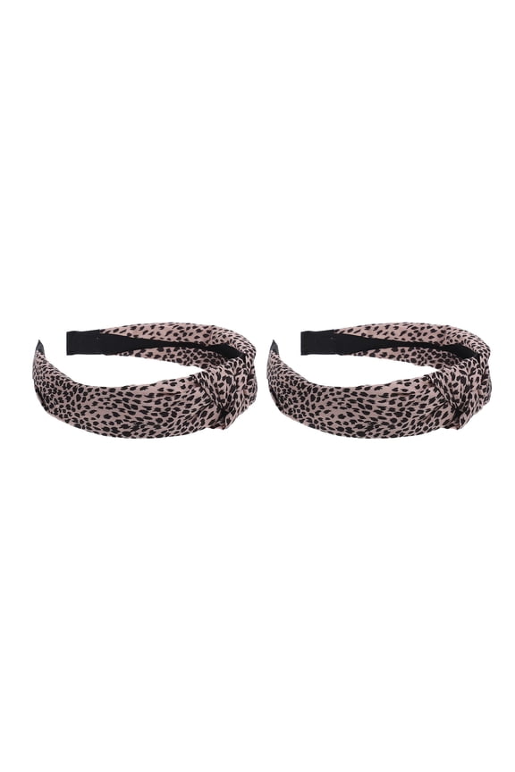 2Pcs Knotted Leopard Print Headband Wide Elastic Hair Band with Comfortable Soft Material