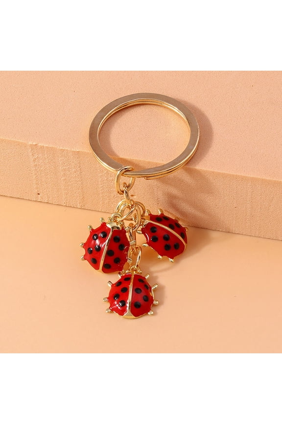 2-Pack Ladybug Keychains Metal Alloy Key Red Cute Car and Bag Accessories Charm