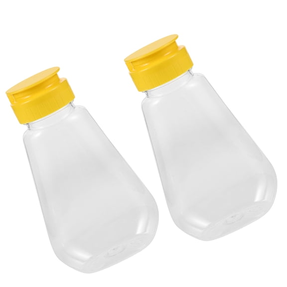 BESTYASH 2Pcs Leakproof Plastic Honey Containers with Cap Flexible Squeeze Bottles for Salad Dressing Sauces
