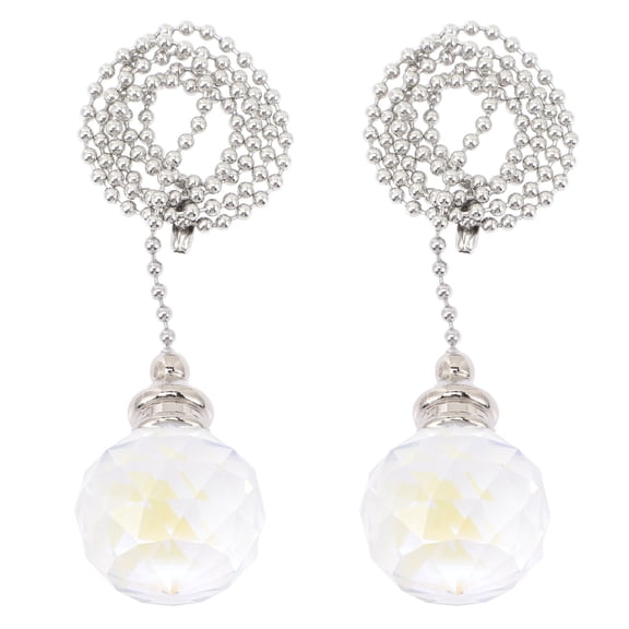 BESTYASH Durable White Crystal Pull Chain, Modern Decor for Ceiling Fans and Lights 2Pcs
