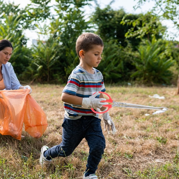 BESTYASH 2Pcs Lightweight Stainless Steel Trash Grabber Tool with Plastic Handle for Yard Waste