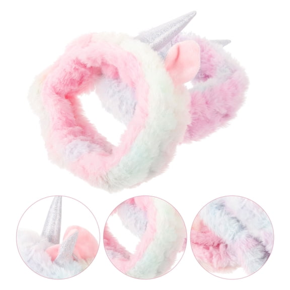BESTYASH 2Pcs Lightweight Unicorn Horn Headband Stretchable Facial Hairbands for Spa and Parties