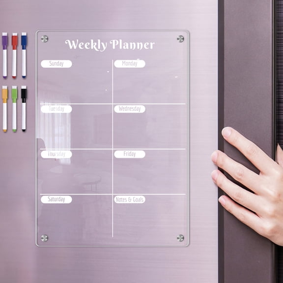 BESTYASH Acrylic Dry Erase Board, Magnetic Fridge Memo, Clear Writing, 2Pcs