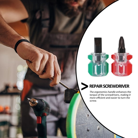 BESTYASH 2Pcs Magnetic Screw Driver Flat Top Steel Plastic Red Ergonomic Handle Repair Tools for Home Use