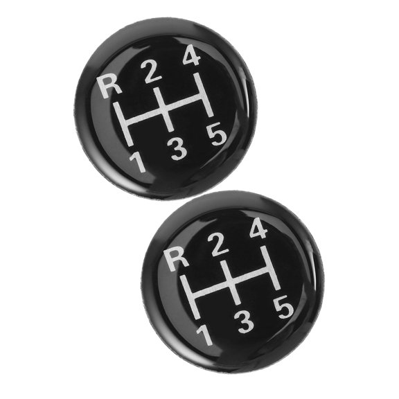 BESTYASH 2-Pack Manual Gear Shift Knob Stickers Black 5-Speed Car Stick Shift Patch Easy to Install
