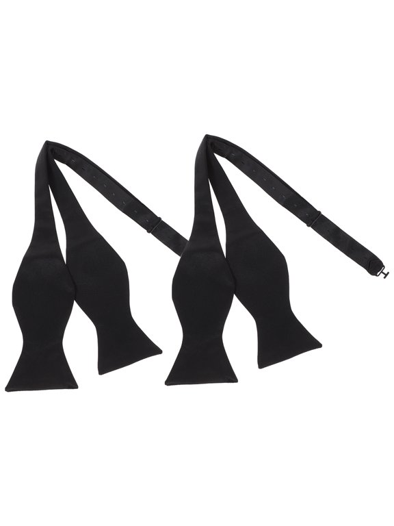 2Pcs Black Polyester Mens Bowtie Classic Style Adjustable for Business Use