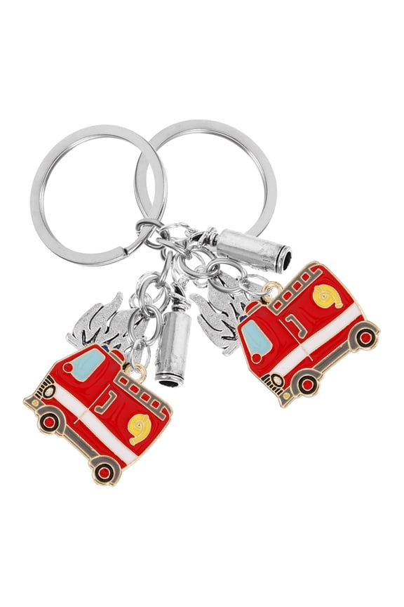 Firefighter Keychain Set, 2Pcs Zinc Alloy Fire Truck Pendant for Everyday Use, and Stylish Accessories