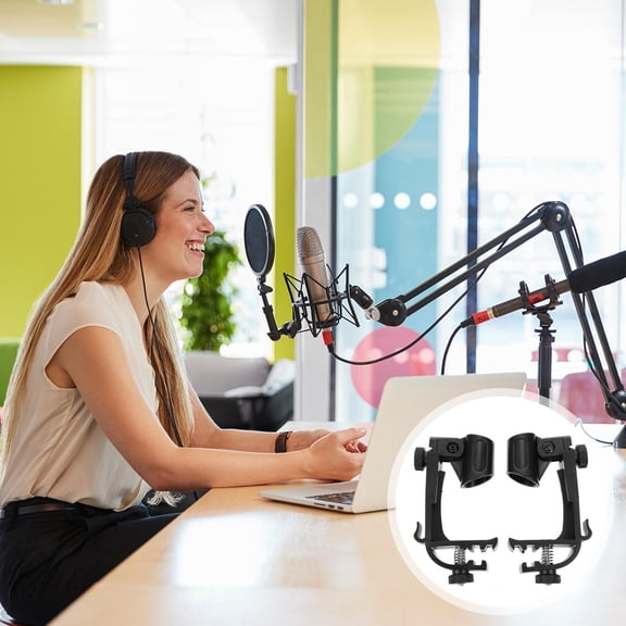 BESTYASH 2Pcs Mic Clip Holder Black Metal Adjustable for Amplifying Drums