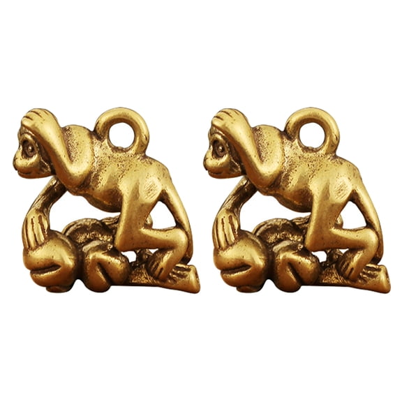 BESTYASH 2Pcs Monkey Figurine Brass Craft Creative Paperweight Ornament for Desktop Decoration
