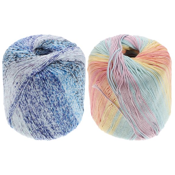 BESTYASH 2Pcs Multi Color Cotton Woolen Yarns for DIY Hand Knitting Wool Craft Materials Accessories