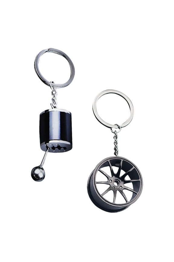 2Pcs Unique Gear Shifter Key Chain for Car Keys Stylish Metal Keychain