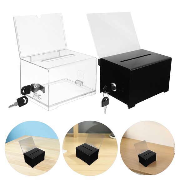 BESTYASH 2Pcs Multipurpose Donation Boxes with Lock for Fundraising Raffles and Comment Collection
