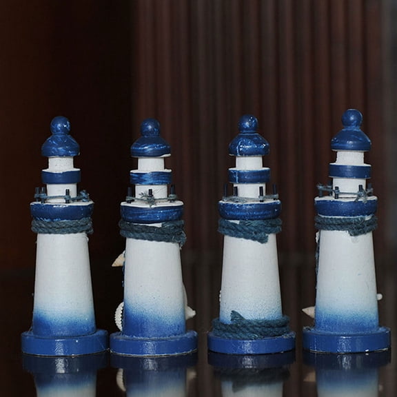 BESTYASH 2-Pack Nautical Wooden Lighthouse Models, Assorted Colors, Mediterranean Style Home Decor Ornaments