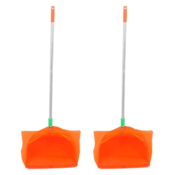 BESTYASH 2Pcs Orange Heavy Duty Yard Dustpans with Dual Upright Design for Efficient Leaf and Debris Collection