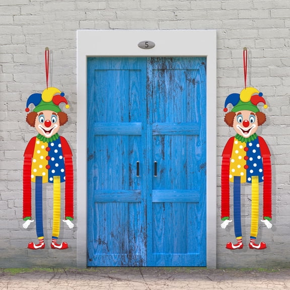 BESTYASH 2Pcs Cute Paper Clown Hanging Decorations with Attached for Indoor and Outdoor Use