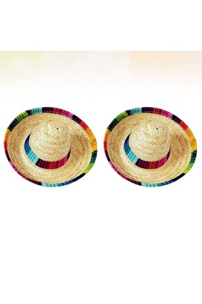 2Pcs Pet Hair Hoop Straw Hat Headwear Lightweight Comfortable for Party Use