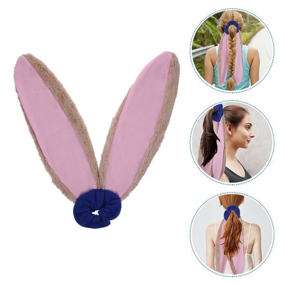 BESTYASH Set of 2 Fuzzy Hair Scrunchies with Adorable Bunny Ears, Hair Ties for Stylish Decoration