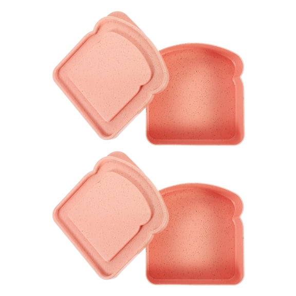 BESTYASH 2Pcs Pink Sandwich Holder Container Lightweight Plastic Case for Sandwich and Bread