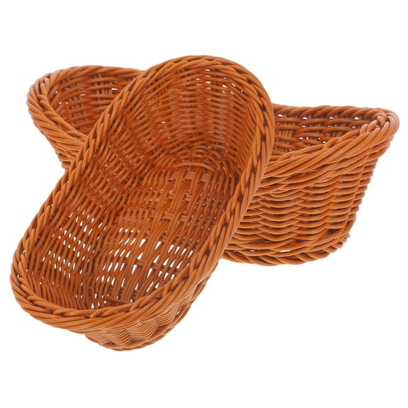BESTYASH 2Pcs Plastic Baskets for Serving Bread Basket Light Brown Suitable for Households and Business Owners