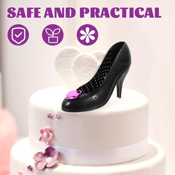 BESTYASH 2Pcs Plastic Black High Heel Cake Decor for Wedding Birthday Celebrations