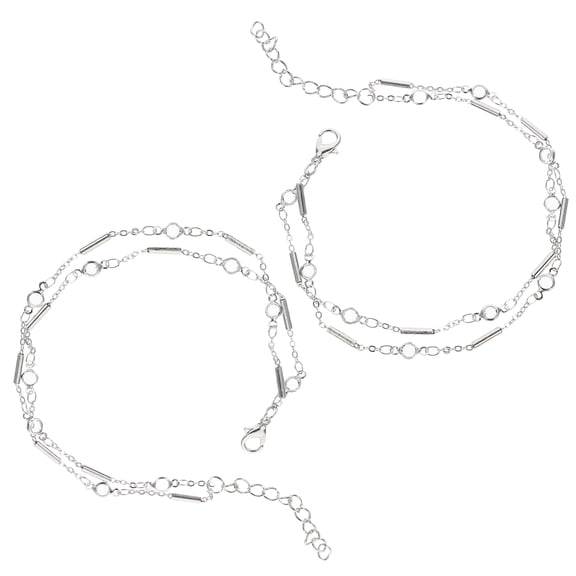 BESTYASH 2Pcs Plated Metal Tube Anklet Jewelry Adjustable Foot Chains for Summer Beach Wear