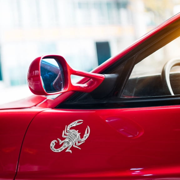 BESTYASH 2Pcs Plated Silver Car Sticker Metal Scorpion Pattern Adhesive for Car Body and Window