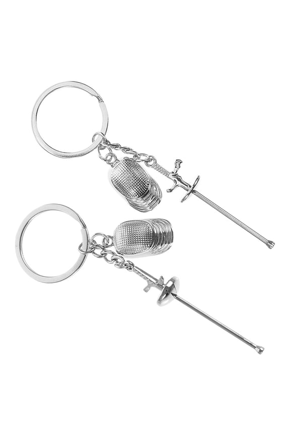 2Pcs Fencing Sword Keychain for Fencing Enthusiasts and Sports Events Silver Zinc Alloy Souvenir