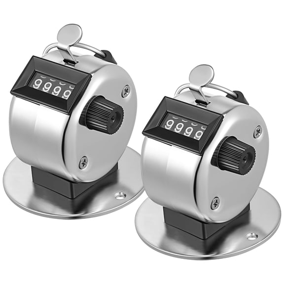 BESTYASH 2pcs Mechanical Counter Metal Manual Counting Silver for Exhibition