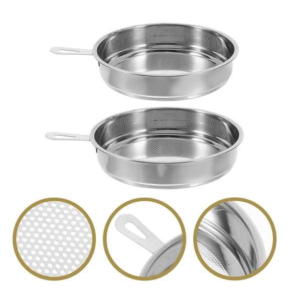 BESTYASH 2Pcs Plated Silver Oil Strainer Pot Filter Cover Replacement with Stainless Steel Mesh for Kitchen