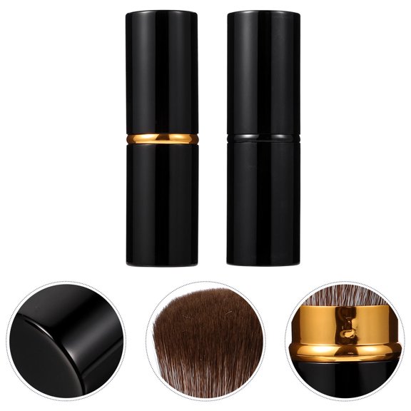 BESTYASH 2Pcs Portable Black Makeup Brush Tool for Foundation and Powder Cosmetics Application
