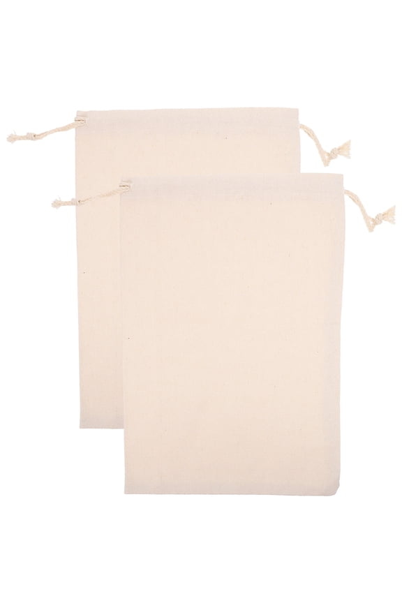 2Pcs Portable Canvas Bag with Drawstring Beige for Root Vegetable Storage