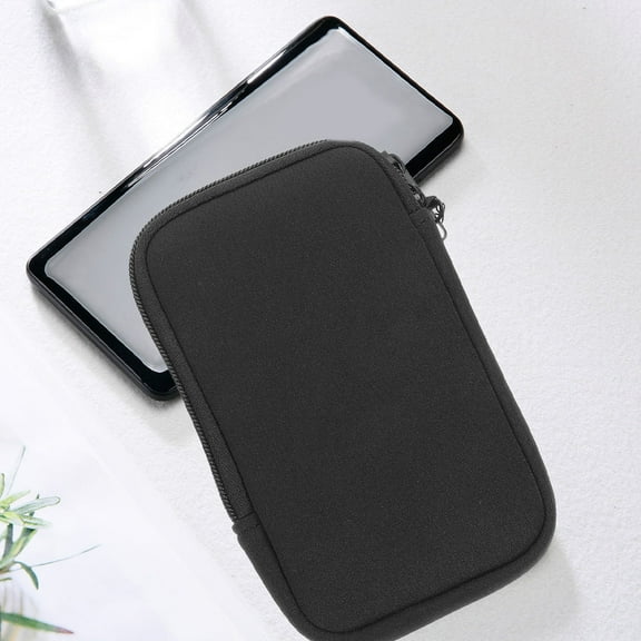 BESTYASH 2-Pack Portable Neoprene Phone Sleeve with Zipper, Protective Black Phone Cover Case for Smartphones