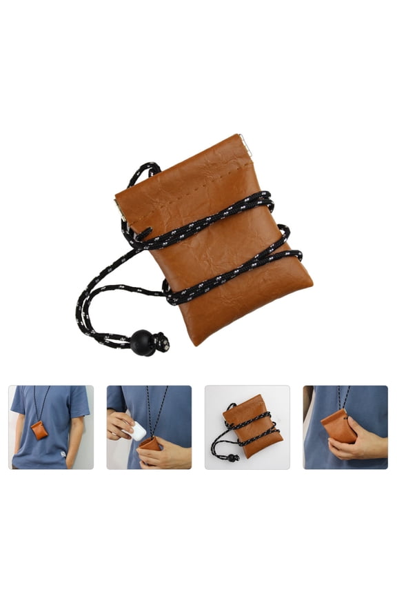 2Pcs Portable Orange Change Wallet Neck Hanging Bag for Travel and Daily Use