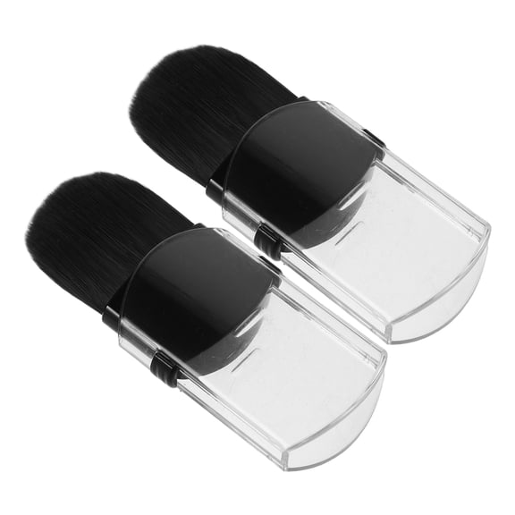 BESTYASH 2Pcs Portable Retractable Powder Brushes with Soft Bristles for Smooth Makeup Application in Black